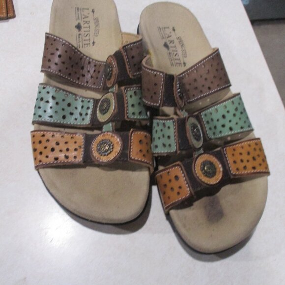 Spring Step L'Artiste glennie Slide On artsy  Leather Sandal 39 - Picture 2 of 7